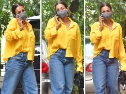 Malaika Arora makes a case for chic brunch dates in satin yellow shirt, mom jeans and brown heels