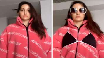 Nora Fatehi tries transition trend from oversized clothing to bikini; leaves Varun Dhawan in splits over her video Nora Fatehi tries transition trend from oversized clothing to bikini; leaves Varun Dhawan in splits over her video