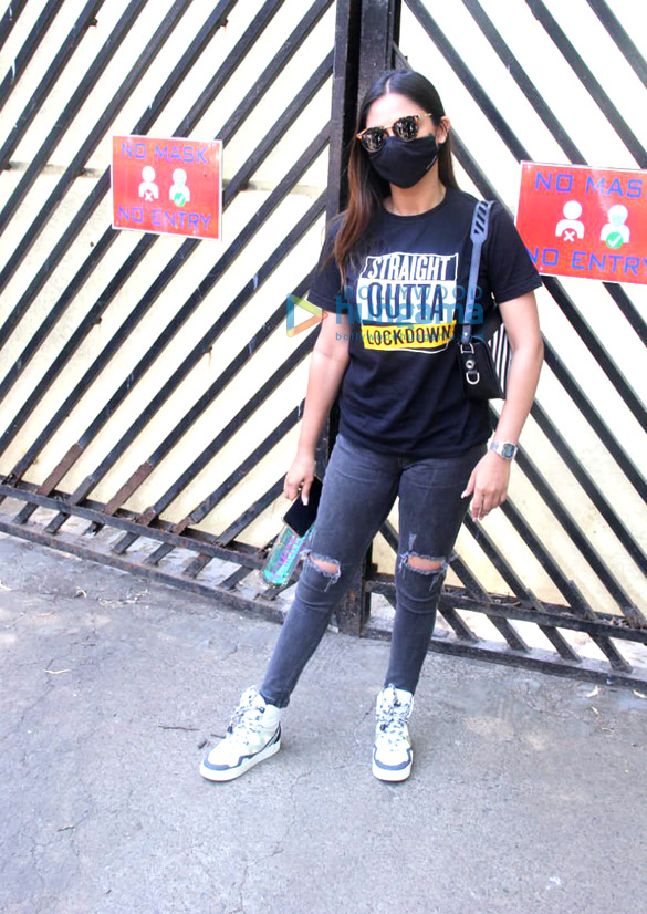 photos krystle dsouza spotted outside mehboob studio in bandra for vaccination 2