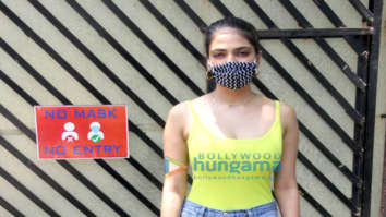 Photos: Malavika Mohanan spotted outside vaccination center at Mehboob Studios in Bandra