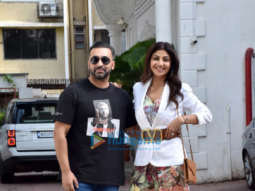 Photos: Shilpa Shetty and Raj Kundra snapped at their residence in Juhu