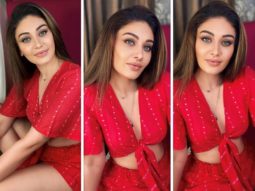 Shefali Jariwala sets fiery vibe in red co-ord printed set