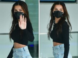 Tara Sutaria’s off-duty look includes black crop top and flared denims