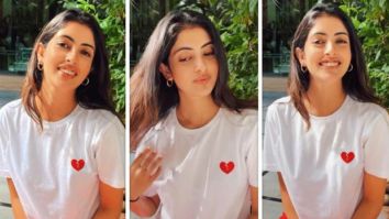 Navya Naveli Nanda pairs a basic white top with red track pants Navya Naveli Nanda pairs a basic white top with red track pants