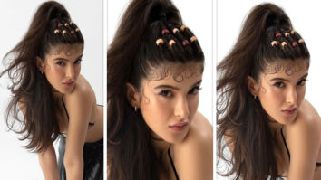Shanaya Kapoor channels 90’s and early 2000’s sexiness in beige bralette and leather pants in these sultry pictures