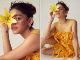 Alaya F weaves magic in multi-leaf hand embroidered yellow mini dress