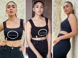 For Toofan promotions, Mrunal Thakur pairs crop top and flared denims with Christian Louboutin sneakers worth Rs. 62,795