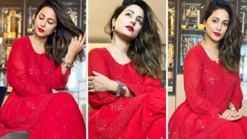 Hina Khan celebrates Eid in fiery red chikankari gharara worth Rs. 6000