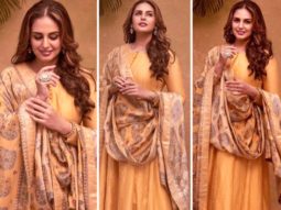 Huma Qureshi looks ethereal in mustard anarkali dress on the occasion of Eid