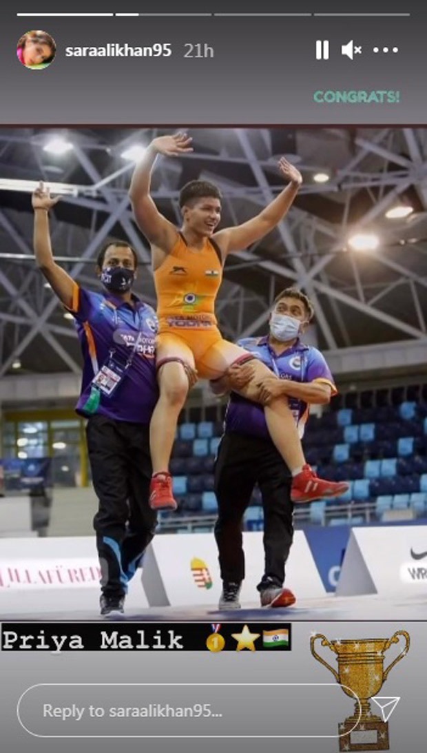 Kareena Kapoor Khan, Sara Ali Khan, Abhishek Bachchan, Anil Kapoor and others congratulate Priya Malik on winning gold medal at World Cadet Championship