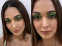 Kiara Advani echoes tropical weather flaunting her popping shimmery green eye makeup and off-white bodycon