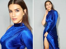 Kriti Sanon makes a glamorous statement in blue velvet dress with thigh-high slit