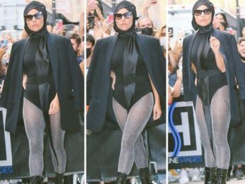 Lady Gaga walks on the streets of NYC in sky high heels with silver stockings