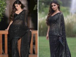 Mouni Roy looks graceful in bottle green sequin saree worth Rs. 17,940