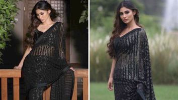 Mouni Roy looks graceful in bottle green sequin saree worth Rs. 17,940