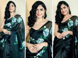 Mrunal Thakur stuns in black printed organza saree worth Rs. 19,500