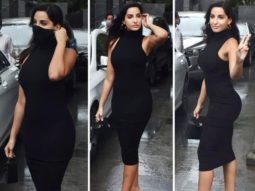 Nora Fatehi makes a statement in a black bodycon dress and a mini bag
