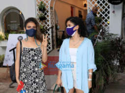 Photos: Fatima Sana Shaikh and Sanya Malhotra spotted at Smoke House Deli in Bandra