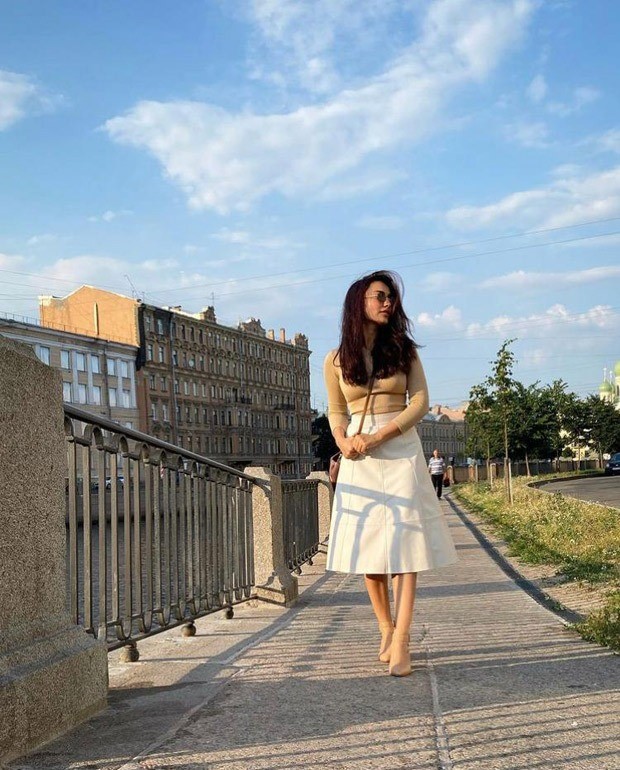 Qubool Hai actress Surbhi Jyoti dons beige top and white skater skirt during her vacation in Russia Qubool Hai actress Surbhi Jyoti dons beige top and white skater skirt during her vacation in Russia