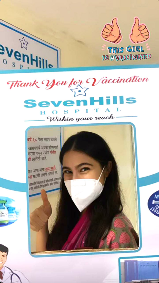 Sara Ali Khan receives first shot of COVID-19 vaccine