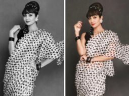 Shilpa Shetty recreates her mother Sunanda Shetty’s retro look in polka dot organza black and white saree worth Rs. 21,900