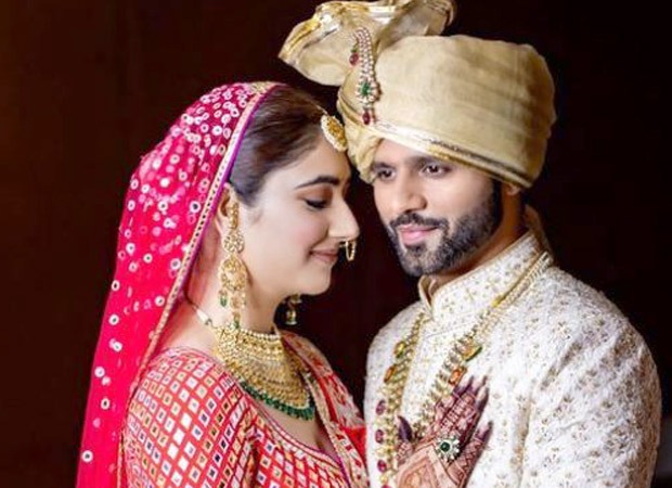 Disha Parmar and Rahul Vaidya make for a stunning bride and groom in Abu Jani Sandeep Khosla's creation