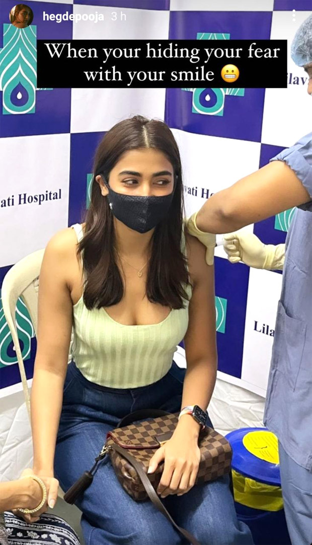 Pooja Hegde gets 'jabbed' with the cutest reaction before getting back to sets
