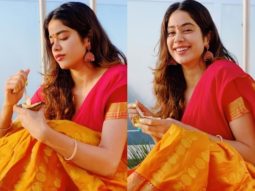 Janhvi Kapoor is all smiles in traditional yellow and red half saree on the occasion of Onam