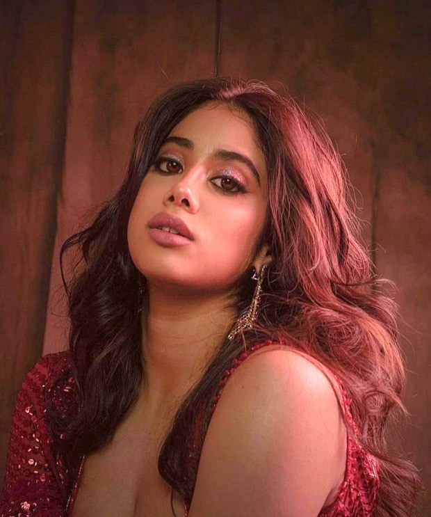 Janhvi Kapoor looks red hot in a heavy sequin couture creation from Manish Malhotra