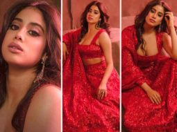 Janhvi Kapoor looks red hot in a heavy sequin couture creation from Manish Malhotra