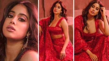 Janhvi Kapoor looks red hot in a heavy sequin couture creation from Manish Malhotra