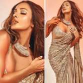 Malaika Arora does a sensuous photoshoot dressed in a golden sequin saree by Manish Malhotra
