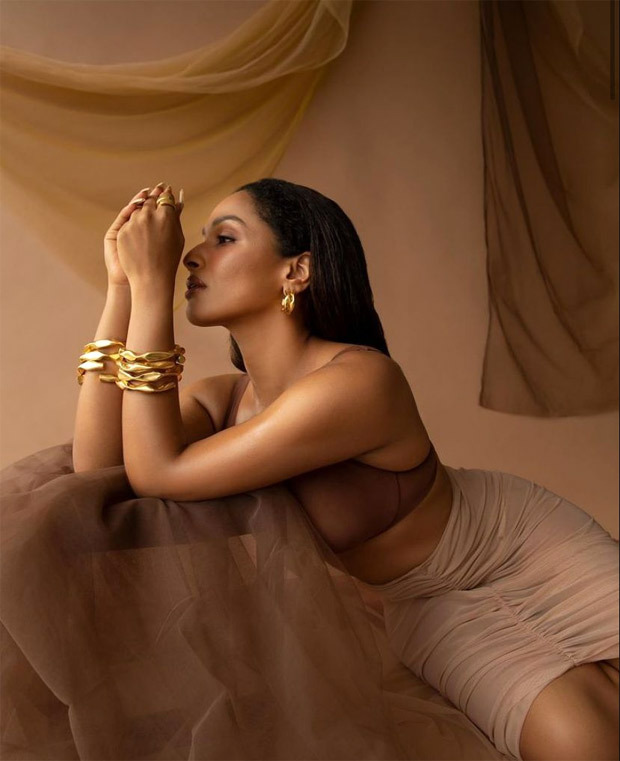 Masaba Gupta is an absolute stunner in a brown bralette and nude figure-hugging skirt