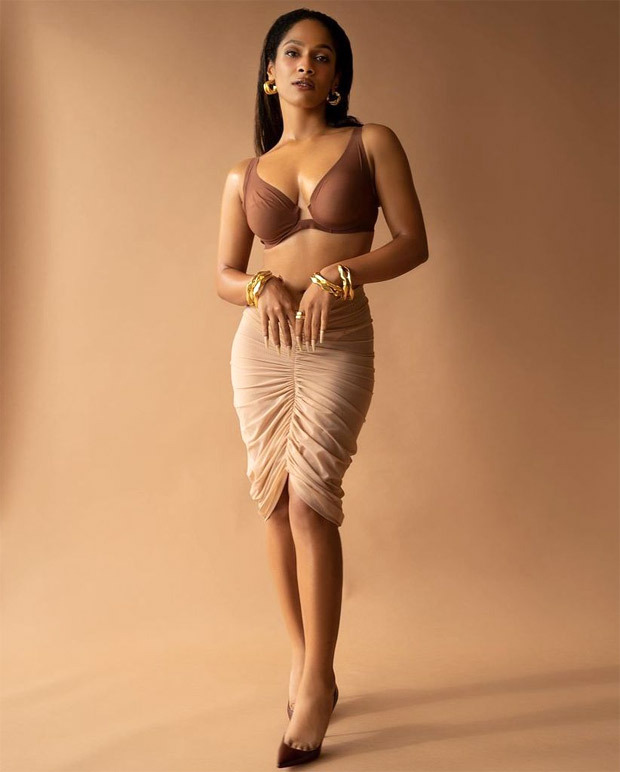 Masaba Gupta is an absolute stunner in a brown bralette and nude figure-hugging skirt