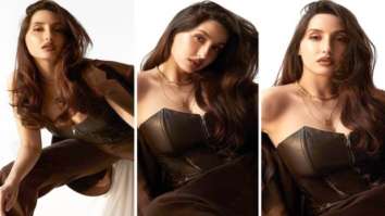 Nora Fatehi gives major boss vibes in a leather corset with high waisted brown trousers
