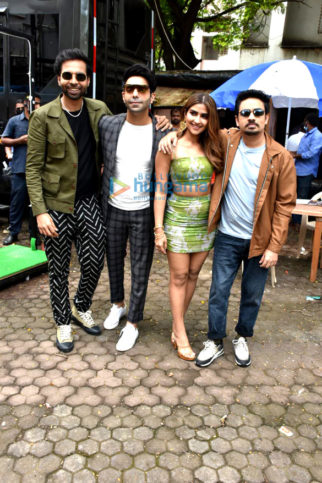 Photos: Aparshakti Khurana, Abhishek Banerjee, Pranutan Bahl and Ashish Verma snapped promoting the film Helmet in Malad