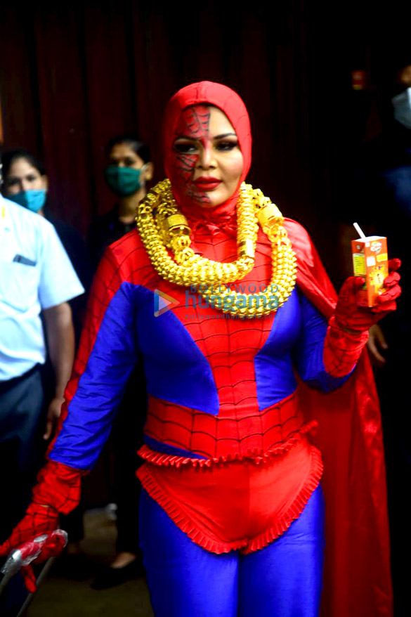 photos rakhi sawant snapped in spiderman outfit for bigg boss ott 1