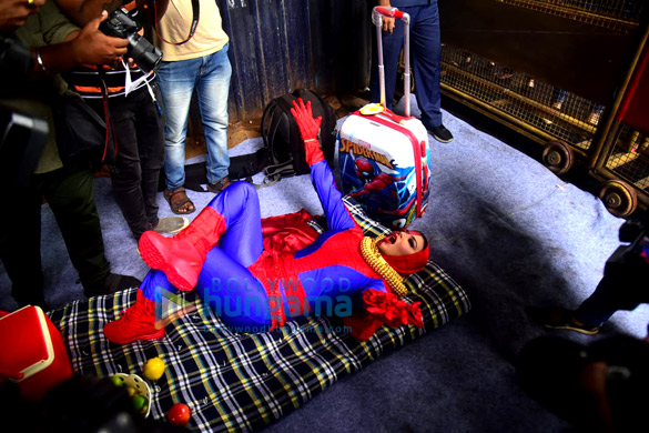 photos rakhi sawant snapped in spiderman outfit for bigg boss ott 3