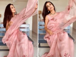 Qubool Hai actress Surbhi Jyoti looks elegant in powder pink hand-painted organza saree worth Rs.10,500