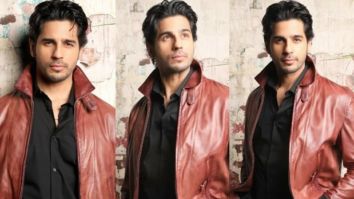 Sidharth Malhotra looks dapper brown leather jacket for Shershaah promotions on the set of The Kapil Sharma Show