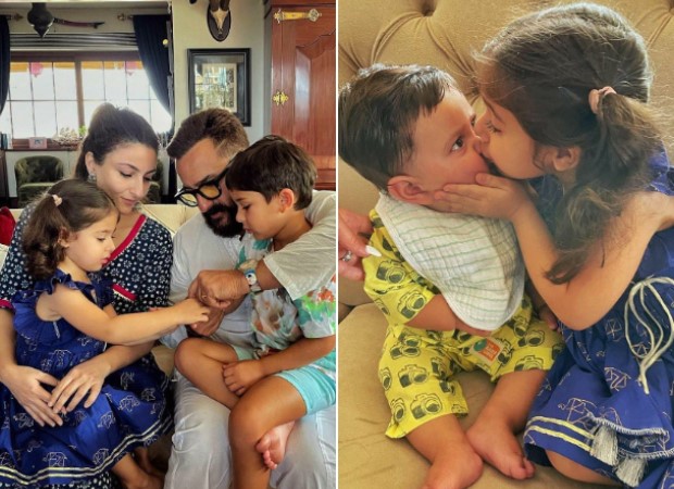 Taimur sits on Saif Ali Khan's lap; cousin Inaaya ties him a rakhi