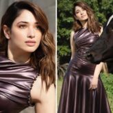 Tammannah Bhatia channels her boss lady vibes in a black faux metallic dress for a photoshoot