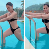 Rubina Dilaik flaunts her curves in an all-black monokini as she takes a dip in the pool