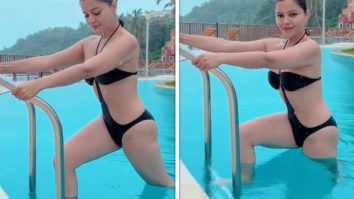 Rubina Dilaik flaunts her curves in an all-black monokini as she takes a dip in the pool
