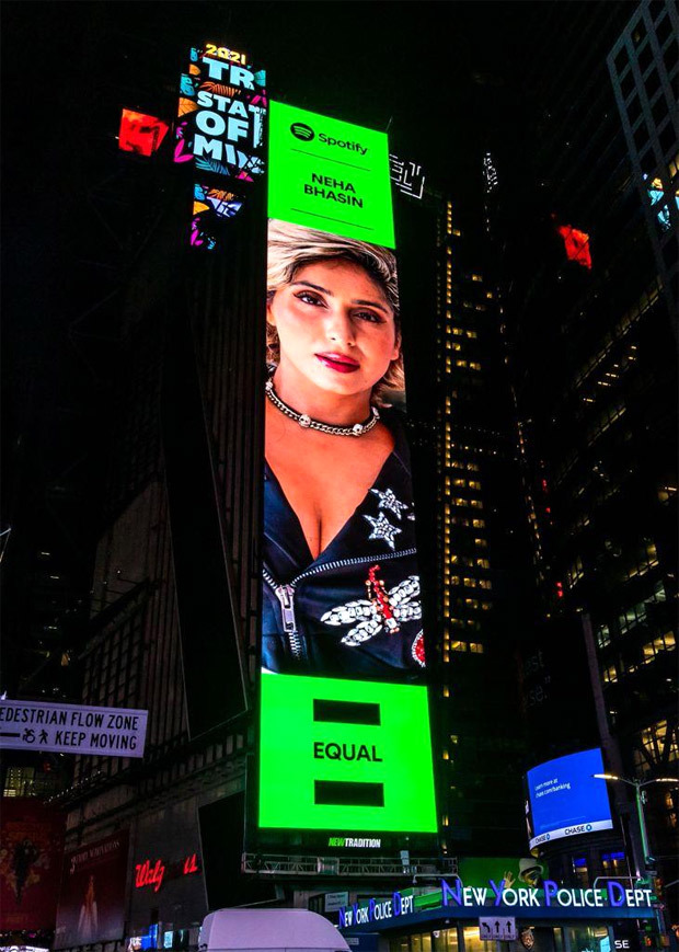 Neha Bhasin features on Times Square Billboard as artist of the month on Spotify for her song 'Oot Patangi'