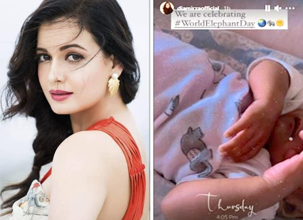 Dia Mirza gives a glimpse of her baby boy Avyaan Azaad Rekhi in a cute elephant print onesie