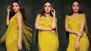 Jasmin Bhasin blinds us with her brightness in a shiny gold fringe dress