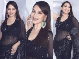 Madhuri Dixit looks pristine in an embellished Manish Malhotra saree for Dance Deewane 3