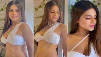 Nia Sharma goes bold in a sexy white bralette paired with thigh-high slit drape skirt for ‘Do Ghoont’ promos