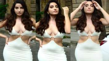 Nora Fatehi exudes oomph factor in sexy cut-out and plunging neckline bodycon white dress